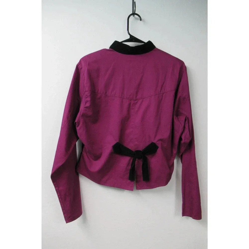 Vintage Wrangler Silver Lake Velvet Cotton Button Down Blouse Sz XL Plum Black - Picture 2 of 6